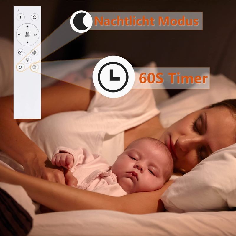 Glitzerlife Deckenlampe LED Deckenleuchte Schwarz - 52CM Dimmbar Wohnzimmerlampe Modern 36W Design Flurlampe Schlafzimmerlampe Metall Kristall Deckenbeleuchtung_voghion.com