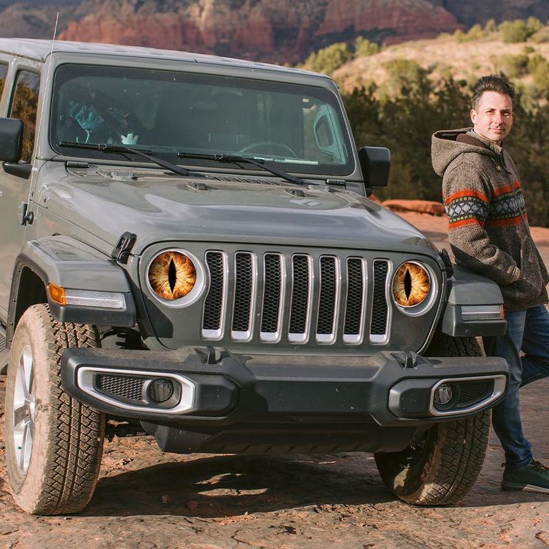 Single Transparent Mesh Wrangler, Beast Eyes, Car Stickers, Headlight Decals_voghion.com