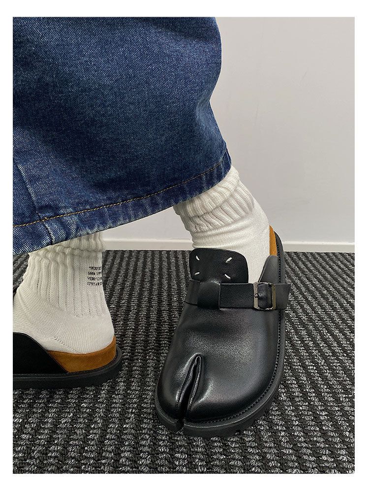 Zapatillas informales de piel auténtica con suela gruesa de corcho y puntera cerrada, ideales para actividades al aire libre._voghion.com