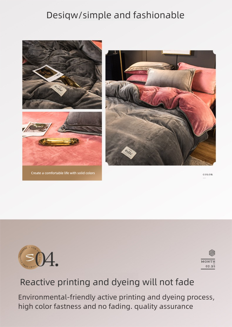 Set di quattro pezzi in velluto di latte spesso e leggero per maternità, copripiumino invernale in pile di corallo antistatico, 3 pezzi_voghion.com