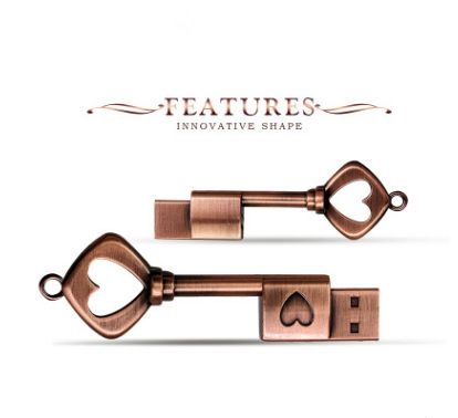 Foreign trade cross-border heart-shaped gift USB 64G key USB wholesale creative USB 32G metal key USB 16G_voghion.com