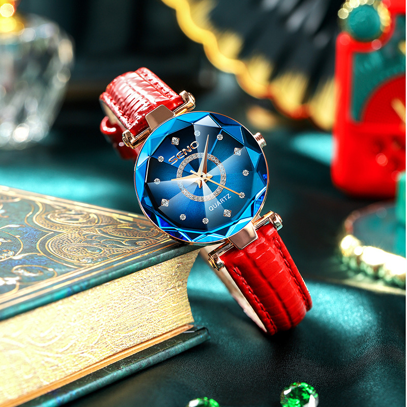 2023 Ocean Heart Quartz Live Broadcast: A Small Crowd Diamond Face Glass Solid Steel Band Women's Waterproof Watch_voghion.com