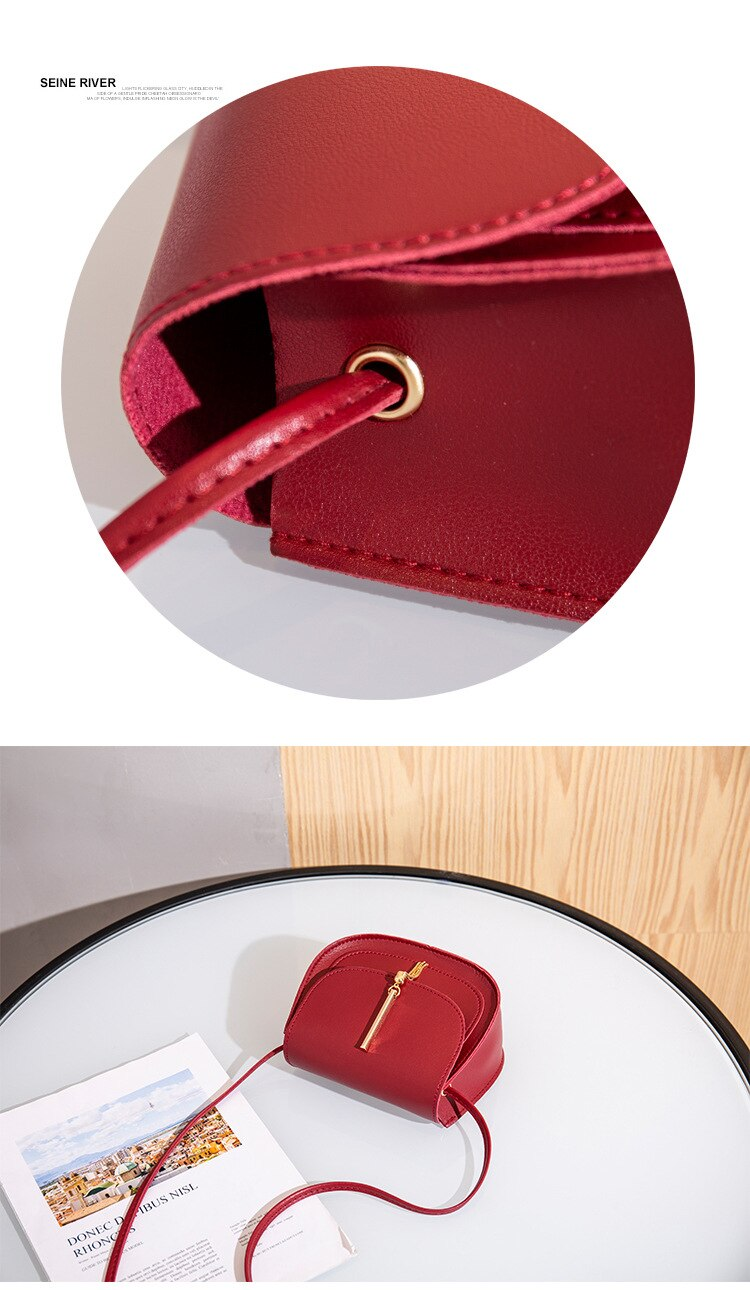 New Golden Tassel Double Layer Semi Circle Solid Color One Shoulder Saddle Bag Fashion Casual Women Small Bag_voghion.com