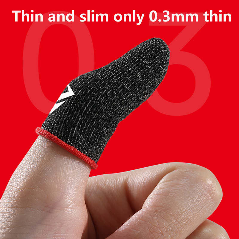 Kunjiuyou 1 Pair S02 Finger Cover Sensitive Breathable Sweat-proof Video Games Touch Screen Fingertip Gloves for PUBG Mobile Game-Red_voghion.com