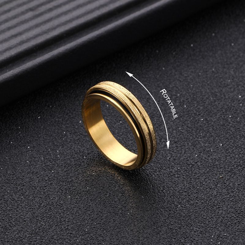 New stainless steel jewelry, 6mm frosted, with a rotating gold ring in the middle_voghion.com