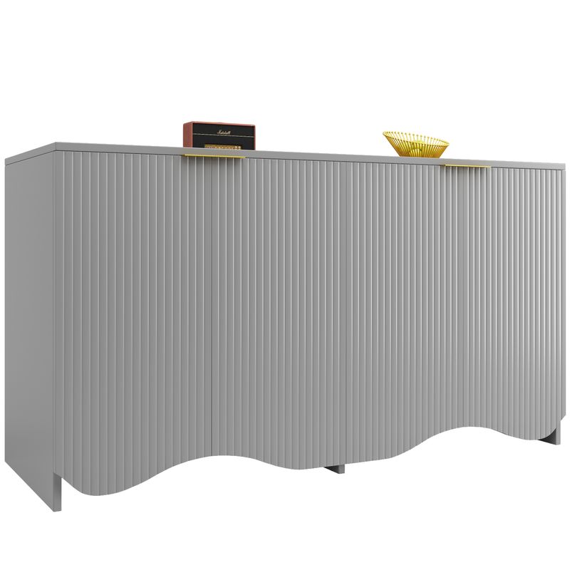 Aparador Grau 140x85cm Mit Wellenmuster-Design, Buffetschrank_voghion.com