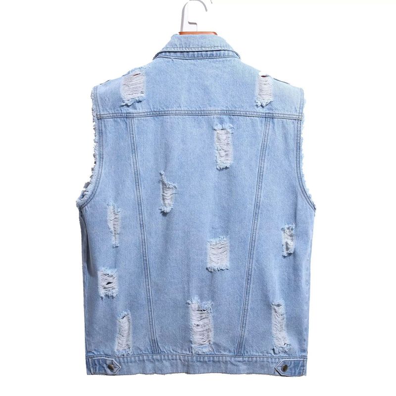Men's Clothing New Style Trendy Fashion Denim Vest Simple And Versatile Casual Denim Jacket_voghion.com