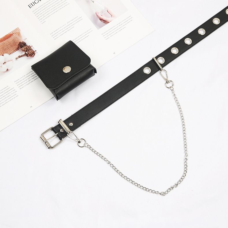 Chaîne suspendue à une seule rangée de boucle de style punk droit avec ceinture de sac_voghion.com