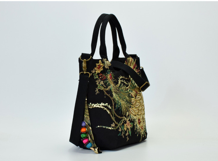 Sac à main de style ethnique brodé grande capacité bandoulière sac à bandoulière rétro toile brodée sac à main à bandoulière unique pour femme_voghion.com