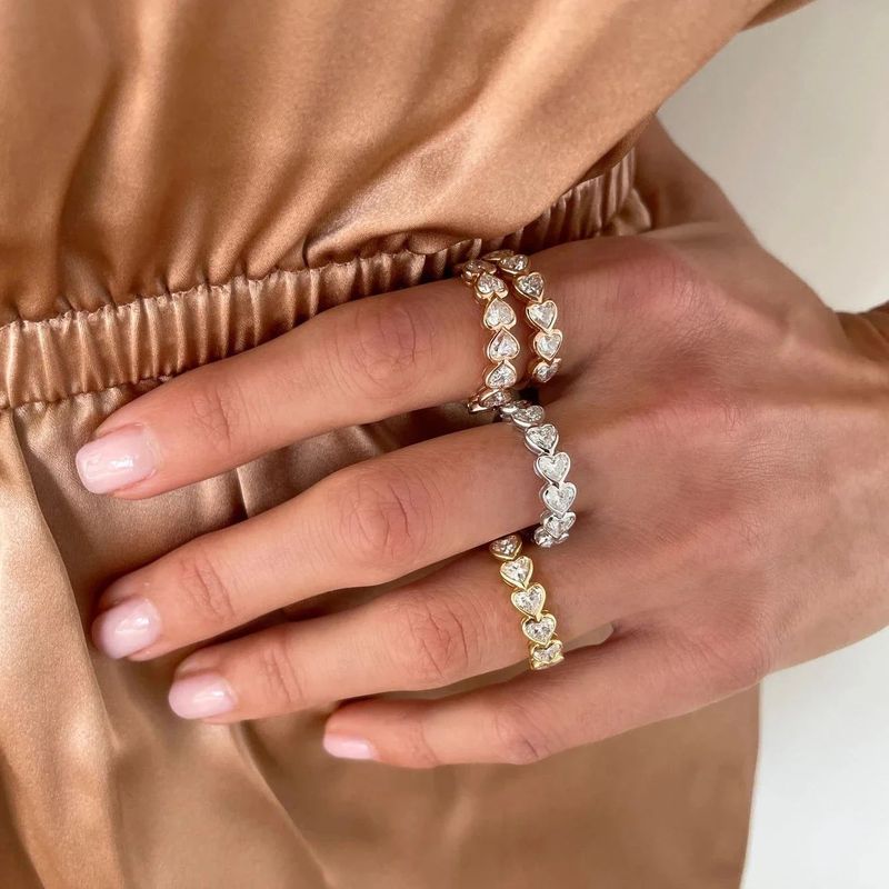 Women's Jewelry Heart-Shaped Cubic Zirconia Ring - Hip Hop Style Fashion Statement For Women - Elegant And Trendy Ring In Silver, Gold, Rose Gold_voghion.com