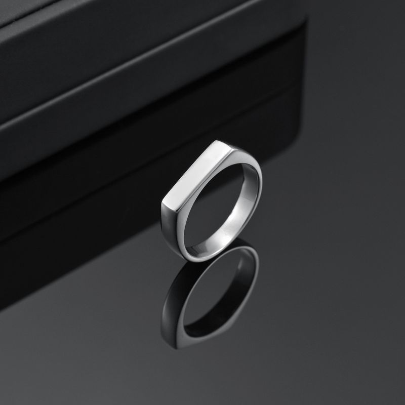 Anello quadrato personalizzato in stile semplice con incisione per coppia, gioielli in acciaio inossidabile, spedizione diretta_voghion.com