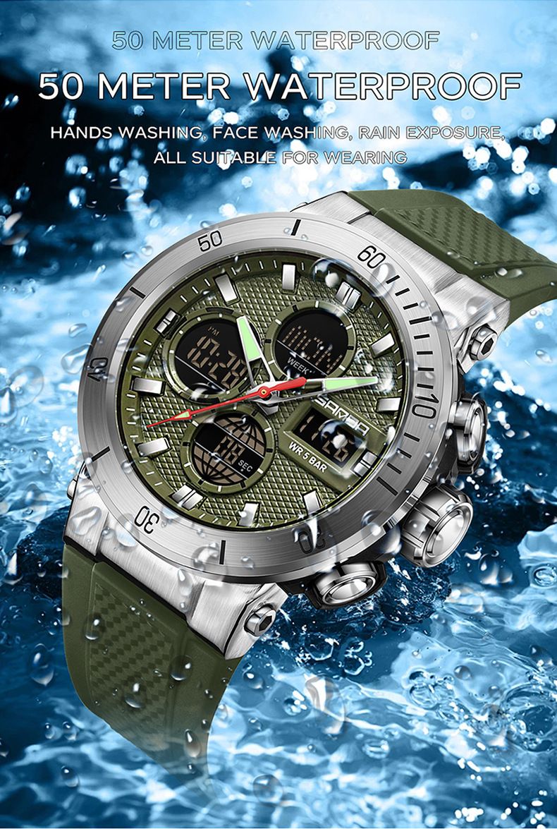 Men's And Women's Sport Digital Watch With Analog Display, Waterproof, Luminous, Multi-Function For Outdoor Activities, Students, And Daily Wear_voghion.com
