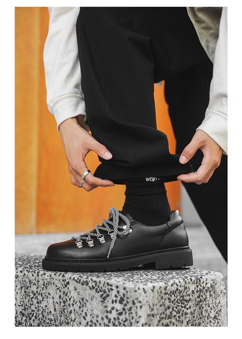 Men's Casual Streetwear Derby Shoes With Thick Sole & Color Blocking Design - Comfortable For Business & Outdoor Wear_voghion.com