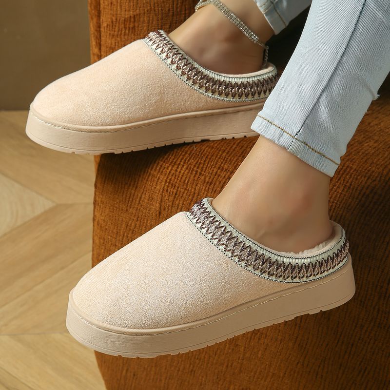 Suni Süet Slip-On Terlikler - Kalın Tabanlı Kaymaz, Sherpa Astarlı, İç ve Hafif Dış Mekan Kullanımı İçin_voghion.com