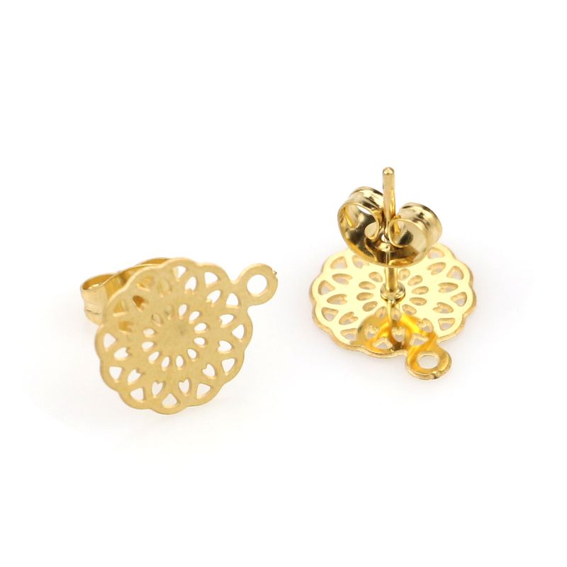 Accessori popolari in acciaio inossidabile 304, movimento centrale rotondo piatto cavo, perni e accessori per orecchini fai da te fatti a mano_voghion.com