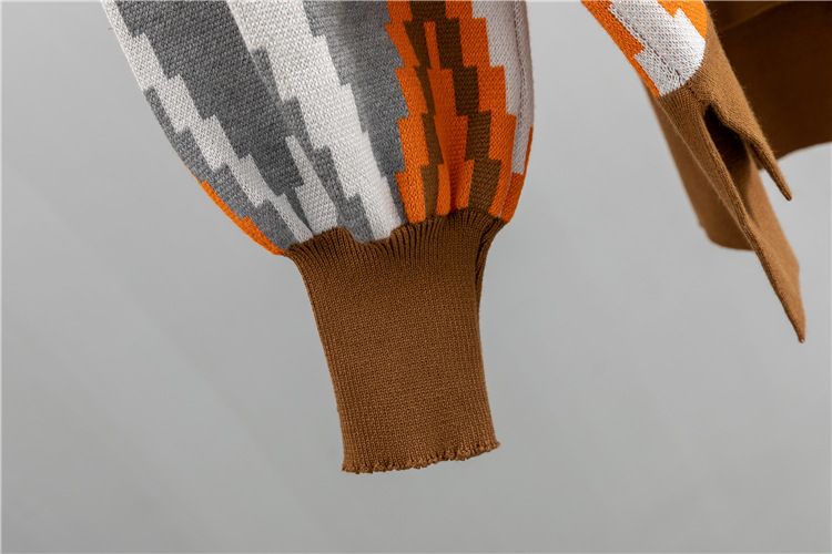 Lockerer Rautenpullover für Damen, zweiteiliger Anzug, gestrickte Hose mit weitem Bein_voghion.com