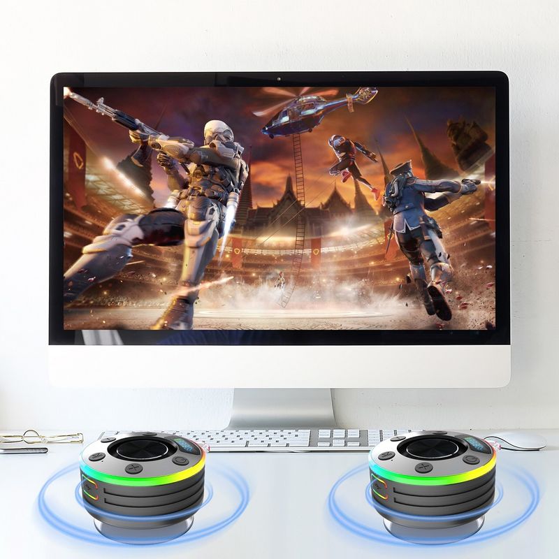 Portable Speakers 7 Level Waterproof Bathroom Bluetooth Speaker Dustproof Mini Wireless Audio Radio Clock_voghion.com