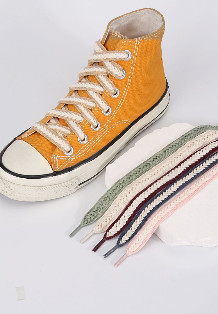 Multi color wheat ear shoelaces twisted flat woven suitable for adults and children's high and low top white casual sports shoes_voghion.com