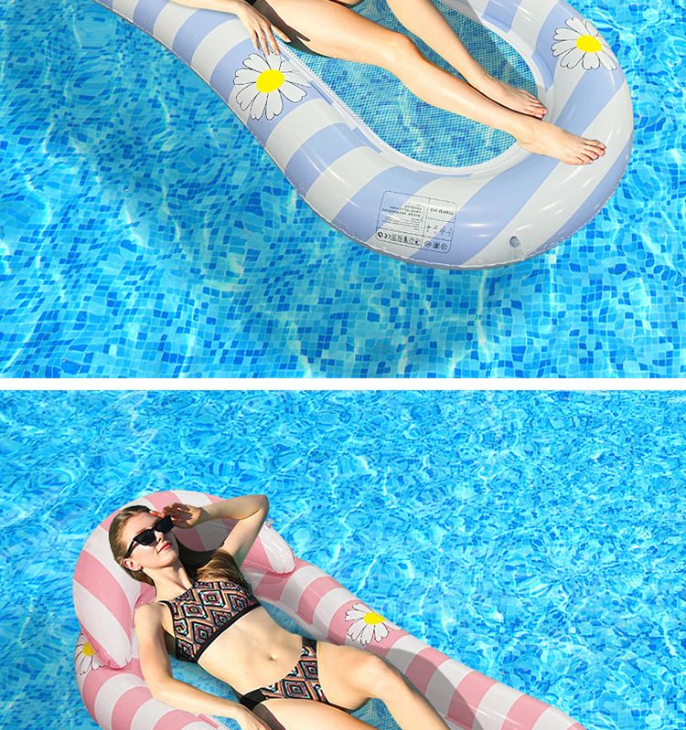 Gradient Transparent Mesh Floating Bed With Foldable Backrest - Inflatable Lounge Chair For Pool & Lake (Quick-Dry Heavy-Duty PVC Portable Design)_voghion.com
