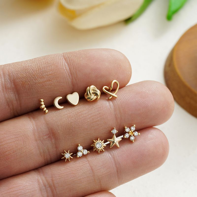Set di gioielli da donna alla moda, in acciaio inossidabile, piercing singolo all'orecchio, versatile, con zircone, chiodo a osso, asta dritta, vite, gioielli per l'orecchio_voghion.com