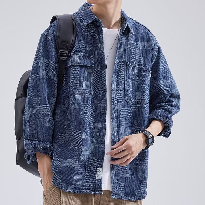 Retro-Jeanshemd für Herren – Langärmliges Freizeithemd für die Arbeit, lockere Passform und bequem für den Alltag_voghion.com
