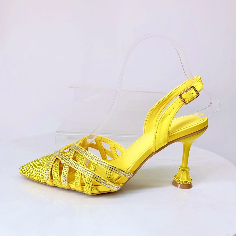 Evening Women's Pointed High Heels Spring And Summer Stiletto Rhinestone Hollow Fashion Sandals_voghion.com