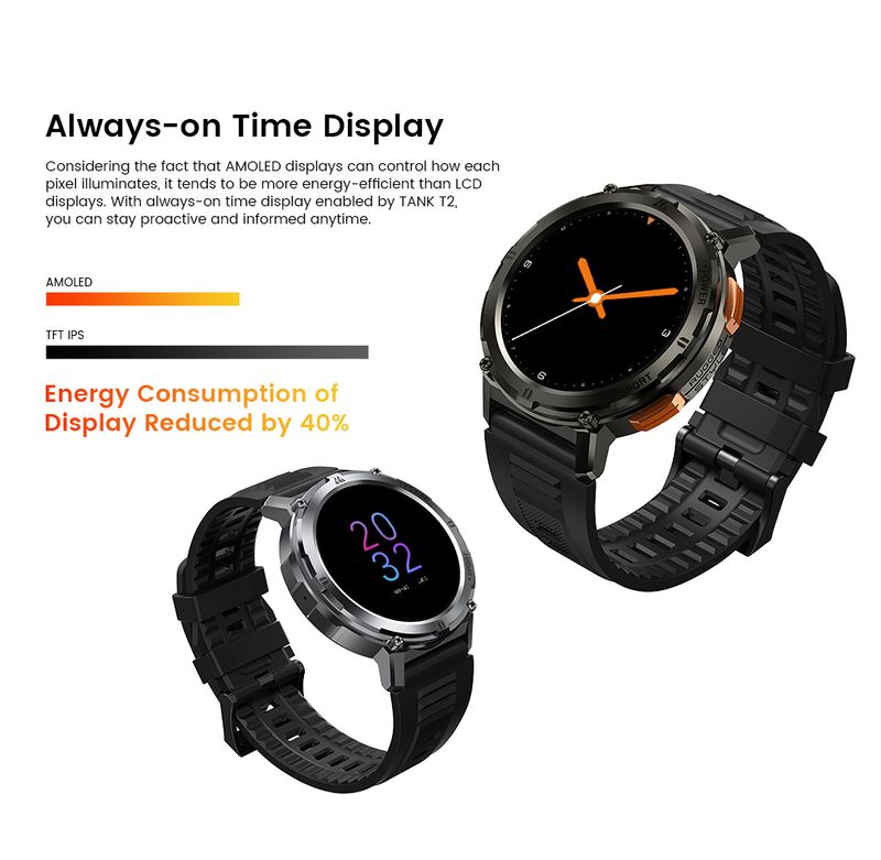 Adatto KOSPET Tank T2 AMOLED Smart Watch, Fitness Tracker, Monitor del sonno e dell'ossigeno nel sangue, Dispositivi indossabili per_voghion.com