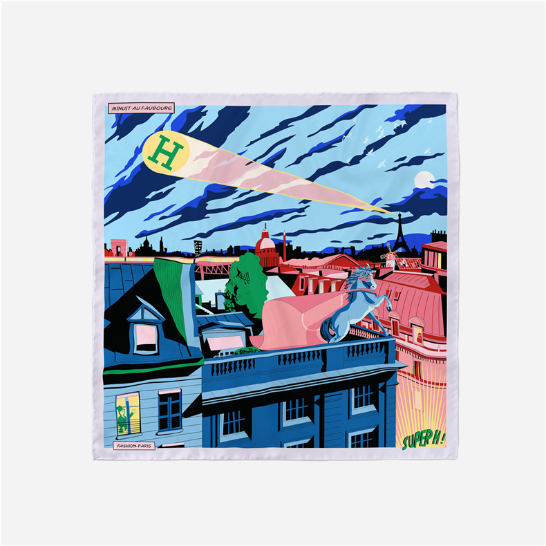 2024 New Simulated Silk for Women to Reduce Age, and Fashionable Small Square Scarf with Printed Multi functional_voghion.com