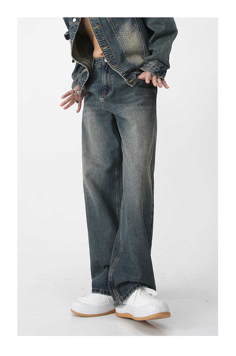 Herre vårlig denimbukser, jakke, dress, vintage_voghion.com