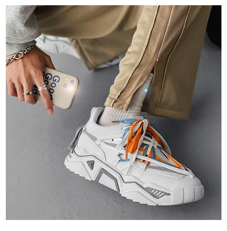 Scarpe casual da uomo alla moda, sportive, alla moda, con lacci irregolari mimetici, stile coreano, primavera e autunno 2024_voghion.com