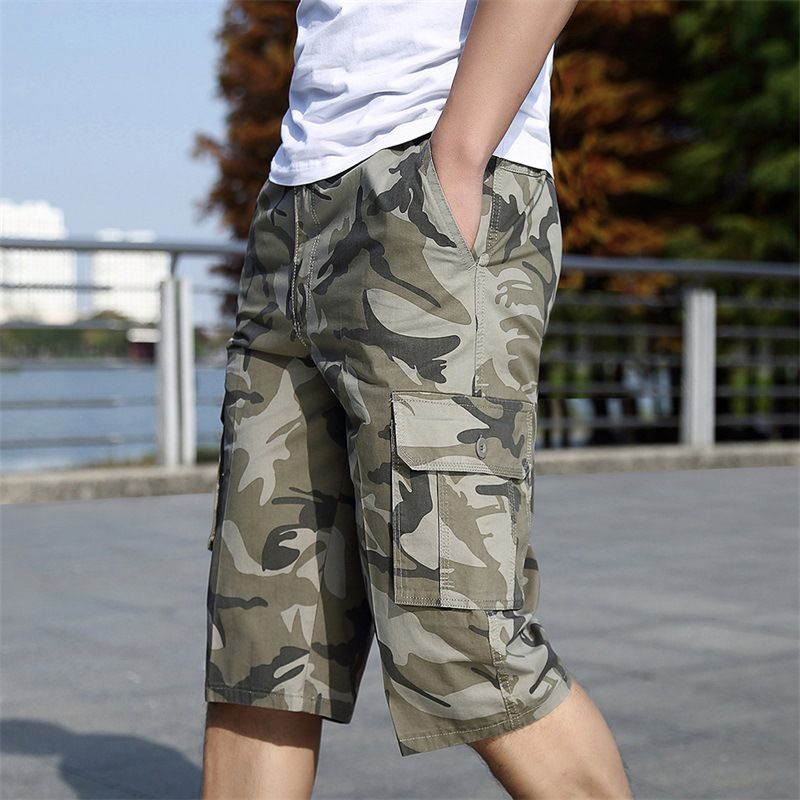Pantalones multibolsillos de verano, ropa de trabajo de camuflaje para hombre, pantalones cortos holgados de talla grande._voghion.com