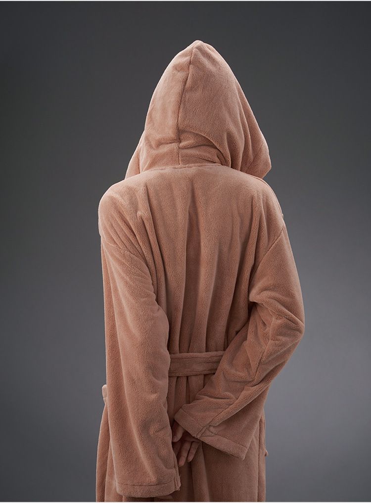 Hjemmetekstil Soft Touch Micro Fleece hættebadekåbe Plys lang spa-kåbe Absorberende badekåbe_voghion.com