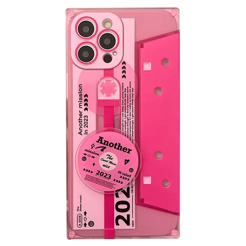 Creativo Retro Rotante CD Cassa Del Telefono Per iphone 14 13 11 12 Pro Max Y2k Hot Divertente Lettera Copertina Morbida Piazza Ragazza Rosa_voghion.com
