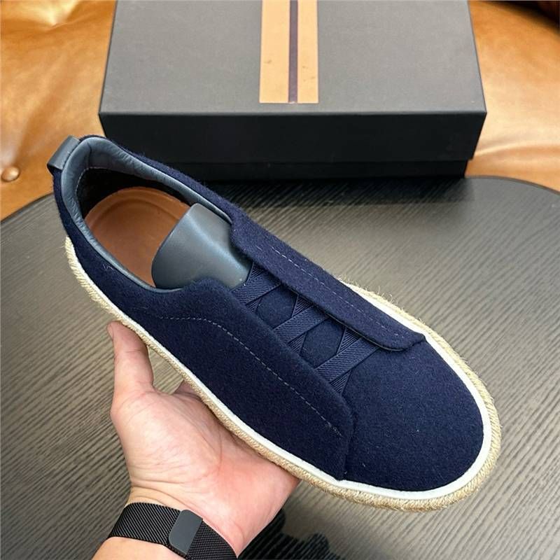 Mocassini originali da uomo in paglia intrecciata con orlo e suola in corda, comodi, traspiranti, alla moda, alla moda, casual, britannici._voghion.com