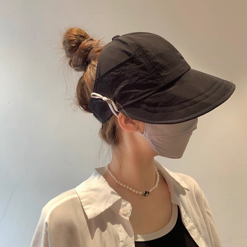Adjutable Fiherman Cap Women Outdoor Beach Bucket Hat Summer UV Protection Ponytail Sunhat Foldable Vior Panama_voghion.com