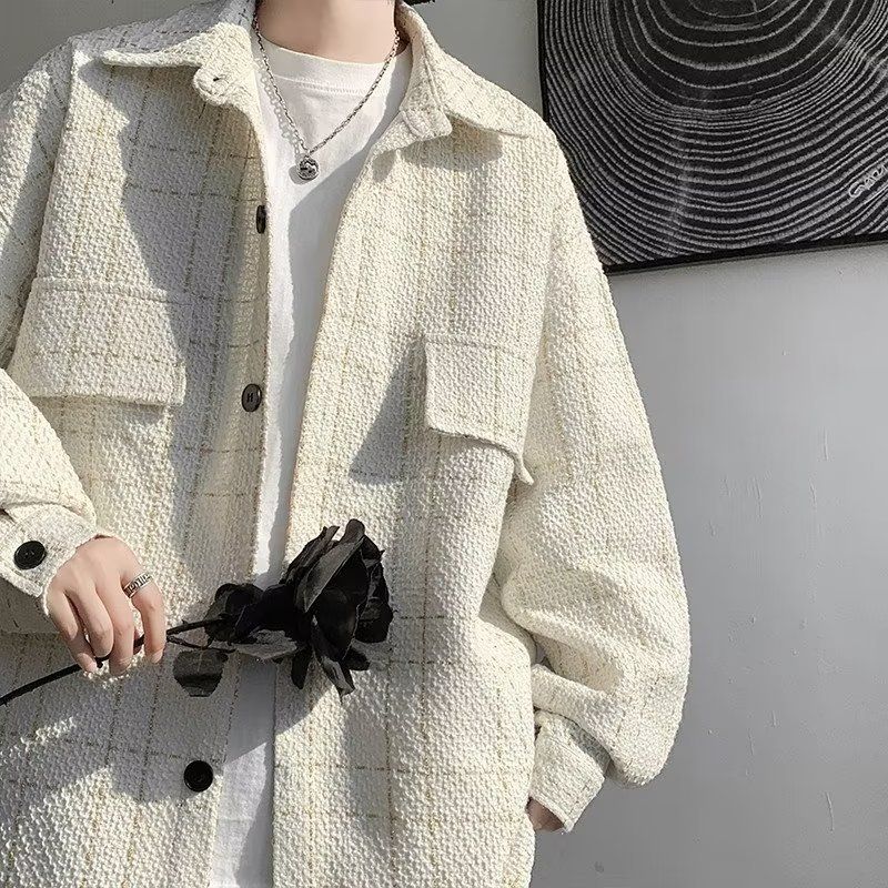 Autumn new style of cool jacket men's spring and autumn plaid jacket ins spring jacket_voghion.com