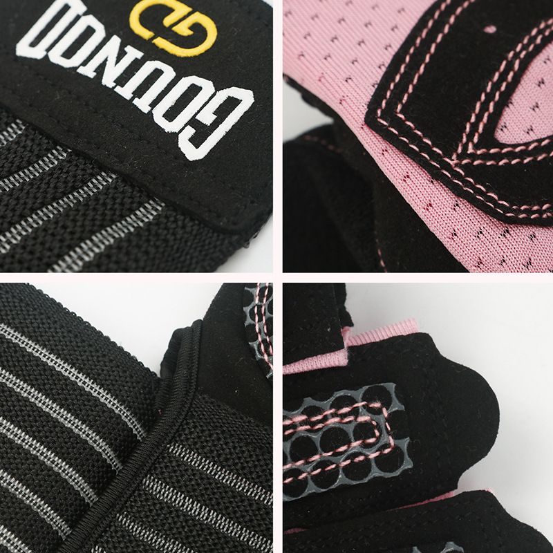 GOUNOD Fitness Extended Sports Atmungsaktive, verschleißfeste Halbfinger-Langhantelausrüstung Gewichtheben-Fitnessstudio-Handschuhe_voghion.com