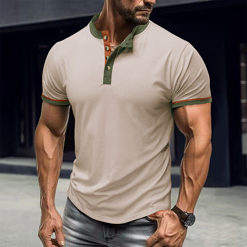 T-shirt à manches courtes 2023 Sports et Fitness Homme Outdoor Henley Shirt Bas Haut_voghion.com