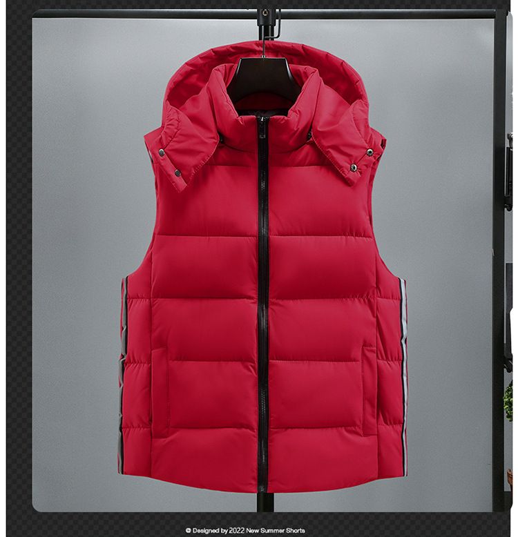 Reflektor-Pufferweste für Herren, warme Winterjacke, ärmellos, Übergröße, Steppweste für Outdoor-Sportarten (Schwarz, Grau, Blau, Rot)_voghion.com