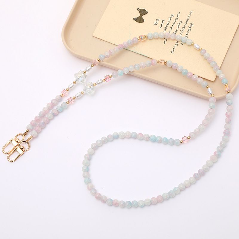Neue Glasperlen-Umhängetasche Ersatz Bunte Pentagramm-Telefon-Lanyard Anti-Drop-Hängekette_voghion.com
