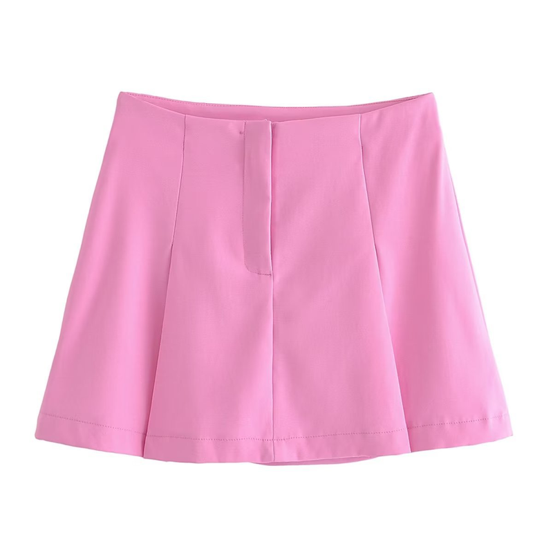 Conjunto de blazer curto feminino ZA com gola + minissaia larga plissada_voghion.com