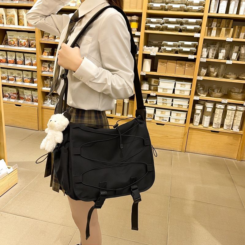 2025 New Large Capacity Crossbody Transparent Pain Shoulder Girl Solid Color Flip Cover Student Class Bag_voghion.com