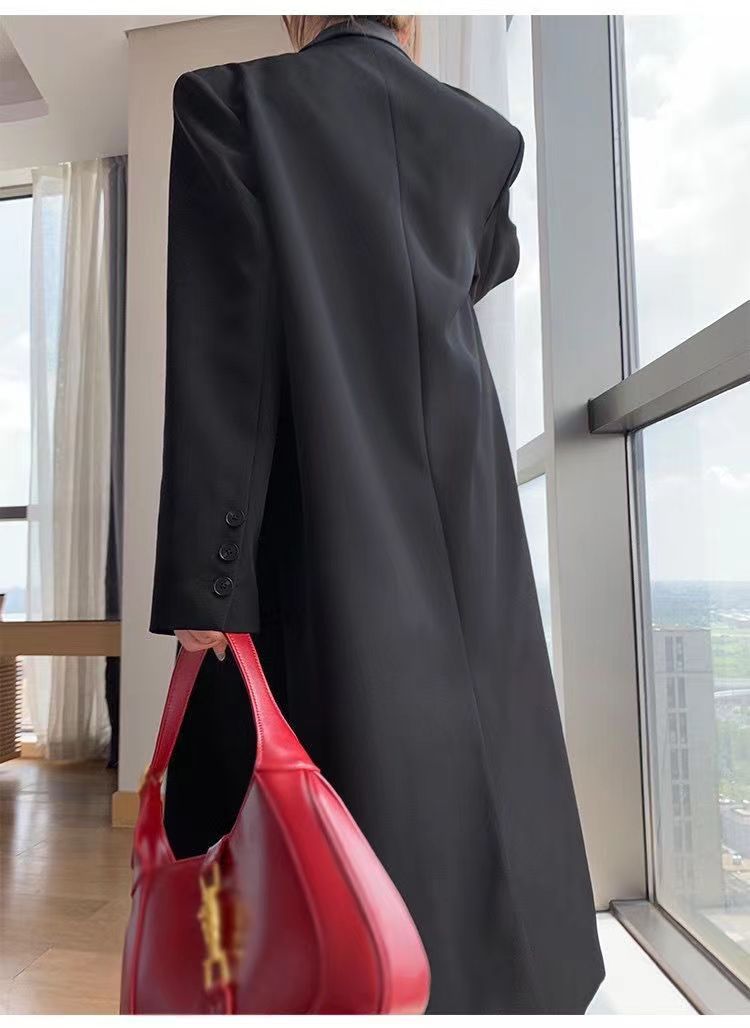 Trench di alta qualità per donna, lunghezza media, nuovo stile primavera e autunno 2025, cappotto lungo con colletto doppiopetto_voghion.com