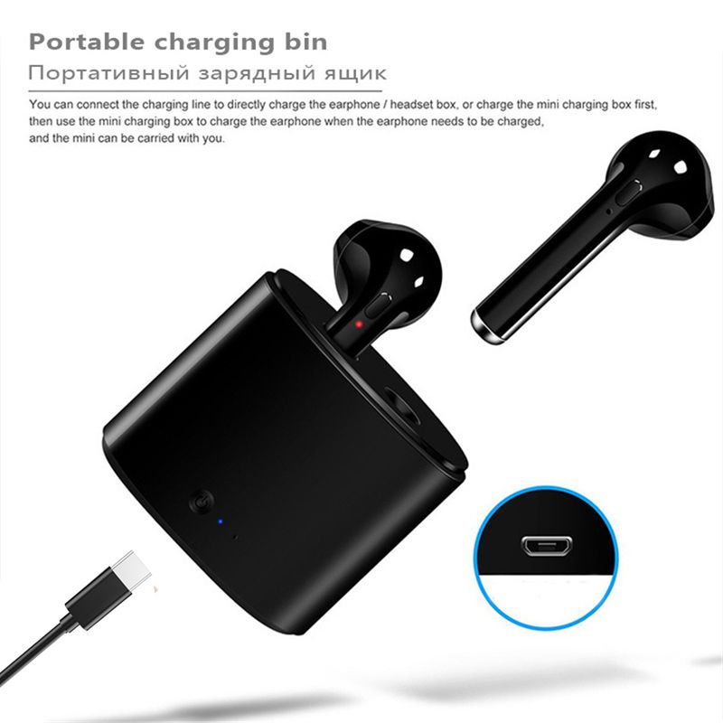 TWS i7S trådlösa hörlurar Bluetooth-hörlurar med laddningsbox Öronsnäckor för smarttelefon Xiaomi Samsung_voghion.com