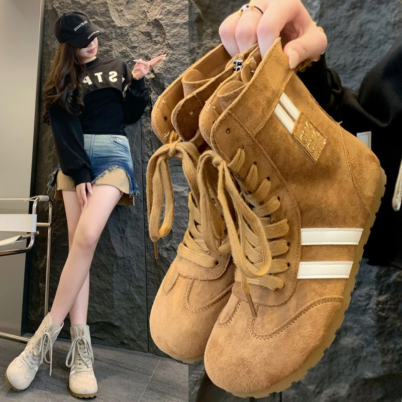 Bottes de boxe pour femmes, chaussures d'entraînement pour femmes, nouvelle mode 2025, chaussures de boxe montantes, bottes Martin plates, légères et confortables_voghion.com