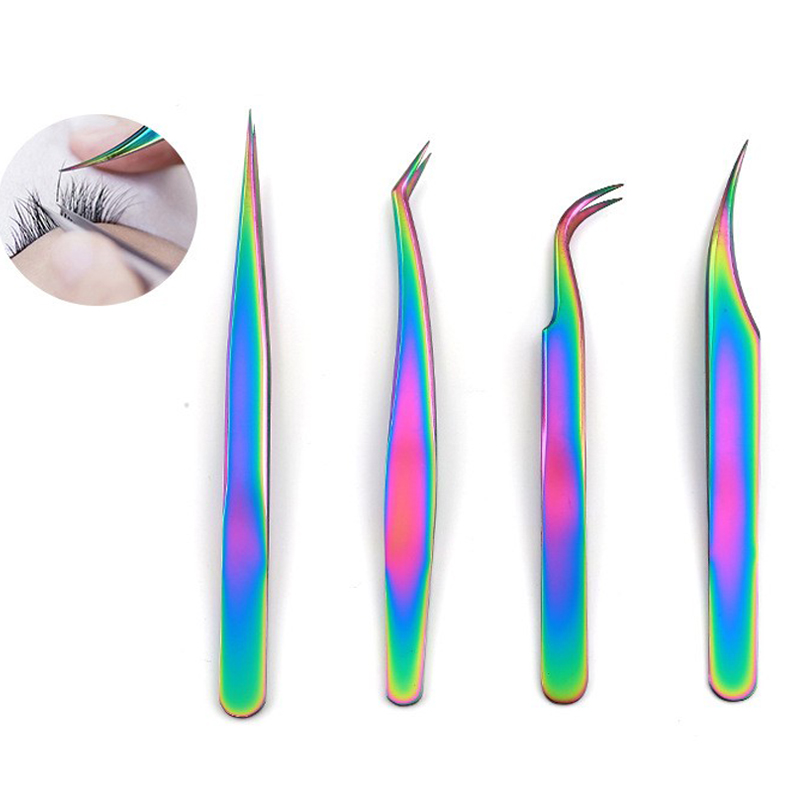 Pinzetta per unghie Eyelah Art Stainle Steel Eyelah Extenion Clip Applicatore Arcobaleno colorato strass EyeLahe_voghion.com