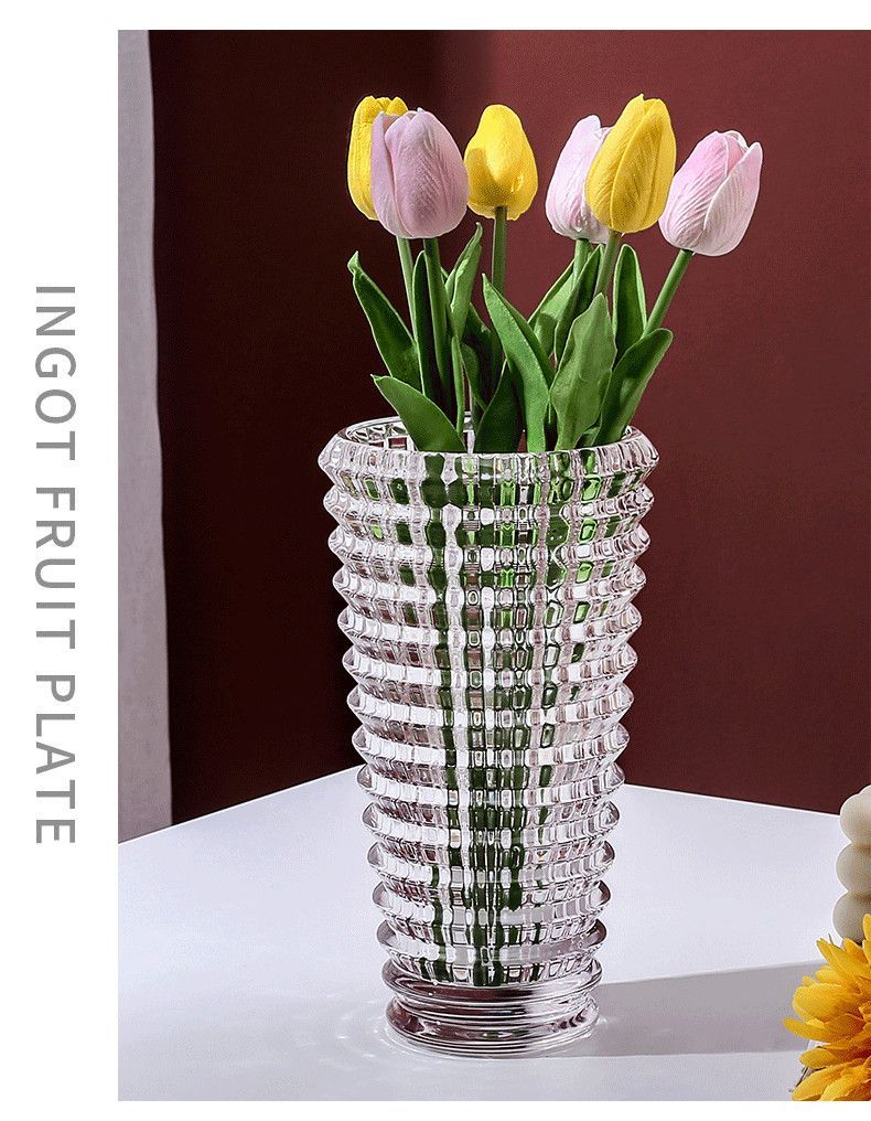 Home Transparent Crystal Glass Vase Nordic Light Luxury Ins Style Living Room Hotel Arrangement Ornament Fresh Flower_voghion.com