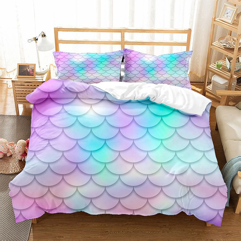 Copripiumino serie tre con motivo a squama di pesce, set da quattro due pezzi opaco, personalizzabile_voghion.com