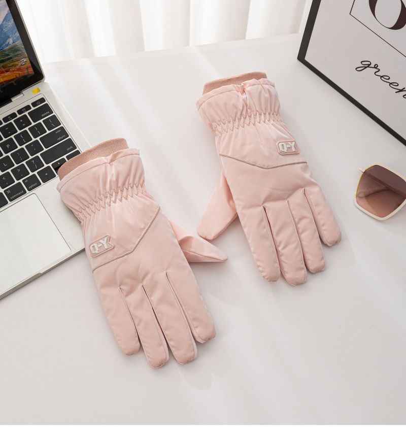 Luvas de ciclismo de lã grossa feminina com tela sensível ao toque e luvas de algodão quentes e impermeáveis para andar de bicicleta elétrica no inverno_voghion.com