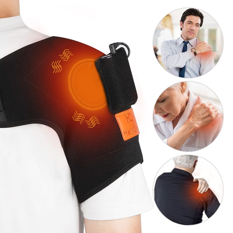 Heat Therapy Shoulder Brace Adjustable Shoulder Heating Pad for Frozen Shoulder Bursitis Tendinitis Strain Hot Cold Support Wrap_voghion.com
